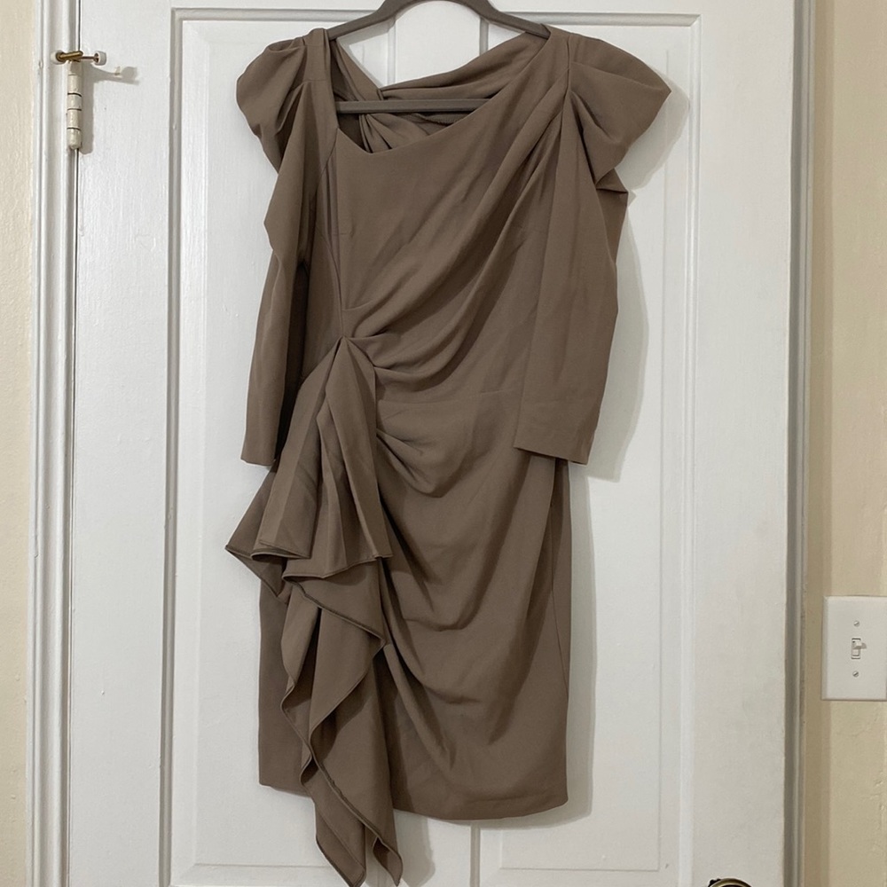 ASOS dark grey long sleeve open back short dress